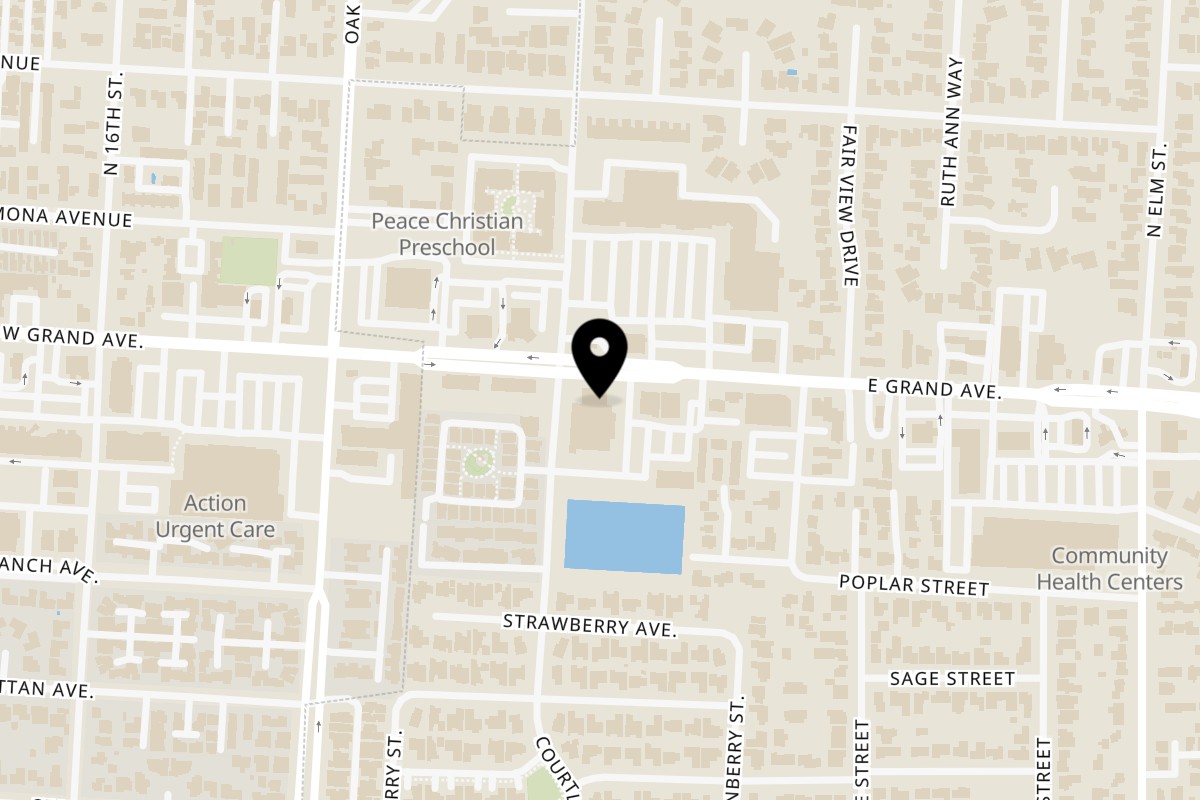 Map showing the location of La Parrilla Taqueria Grand Avenue on 1427 East Grand Avenue in Arroyo Grande