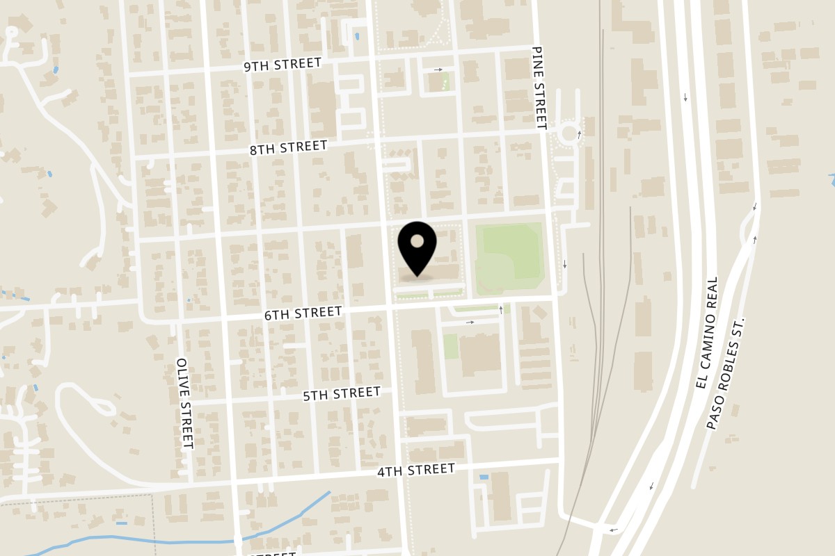 Map showing the location of La Parrilla Taqueria Paso Robles on 709 6th Street in Paso Robles